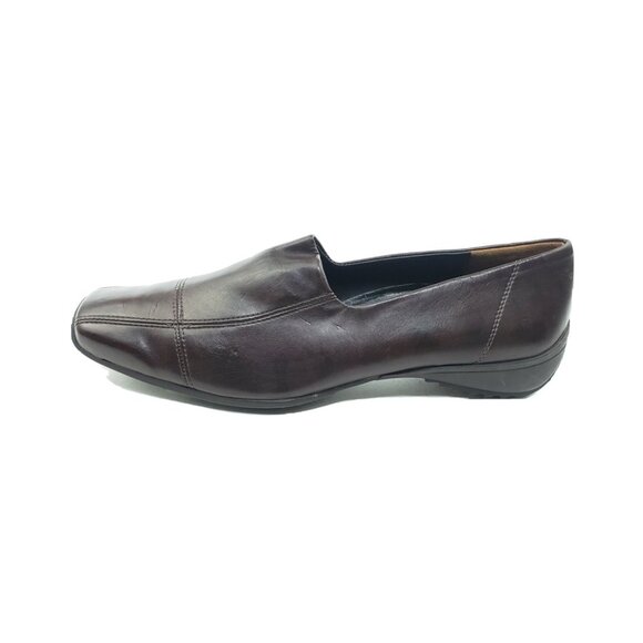 Paul Green Square Toe Slip-On Loafer Brown Leather Womens UK 8.5 US 11 - Picture 1 of 11